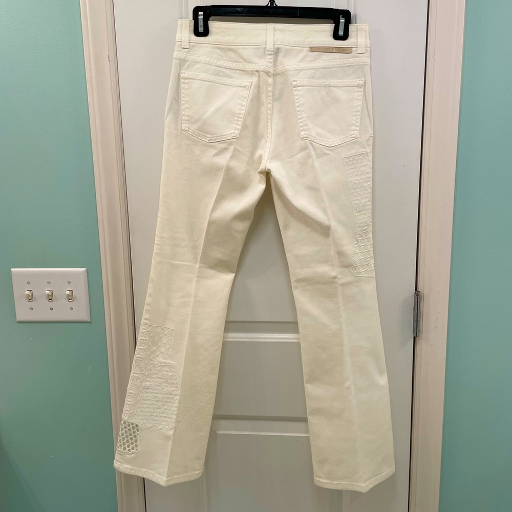 Stella McCartney EUC Sz 27 Embroidered Light Cream Jeans/Pants. - Picture 2 of 14